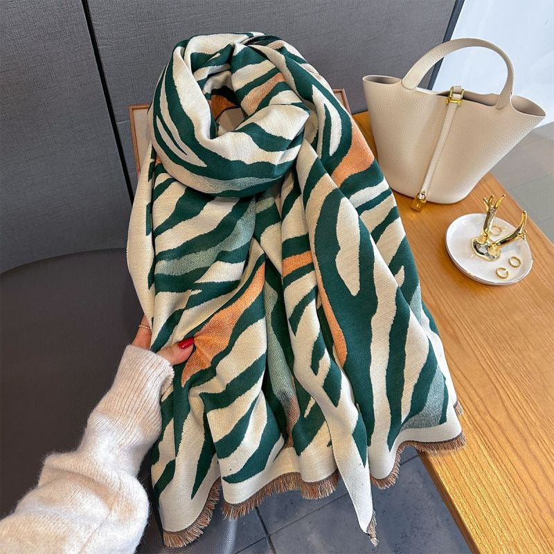 Zebra Stripe Faux Cashmere Winter Scarf