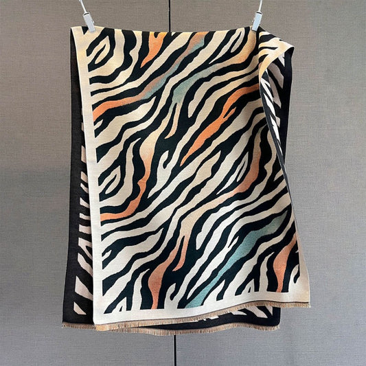 Zebra Stripe Faux Cashmere Winter Scarf