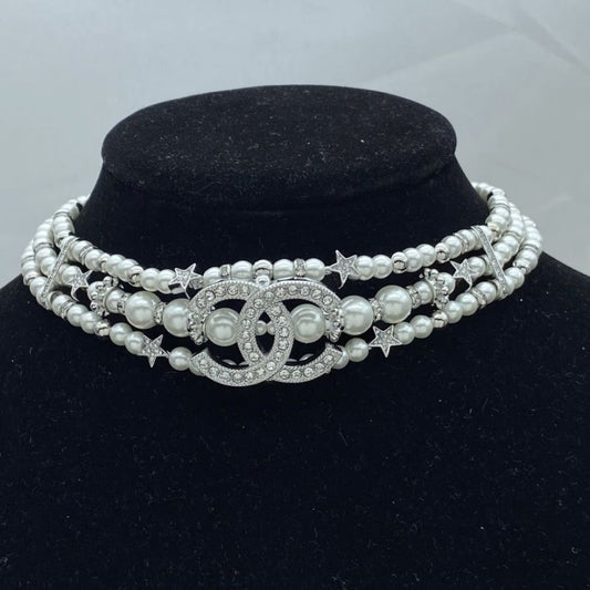 Multilayer Vintage Rhinestones Pearls Choker Victorian Jewelry