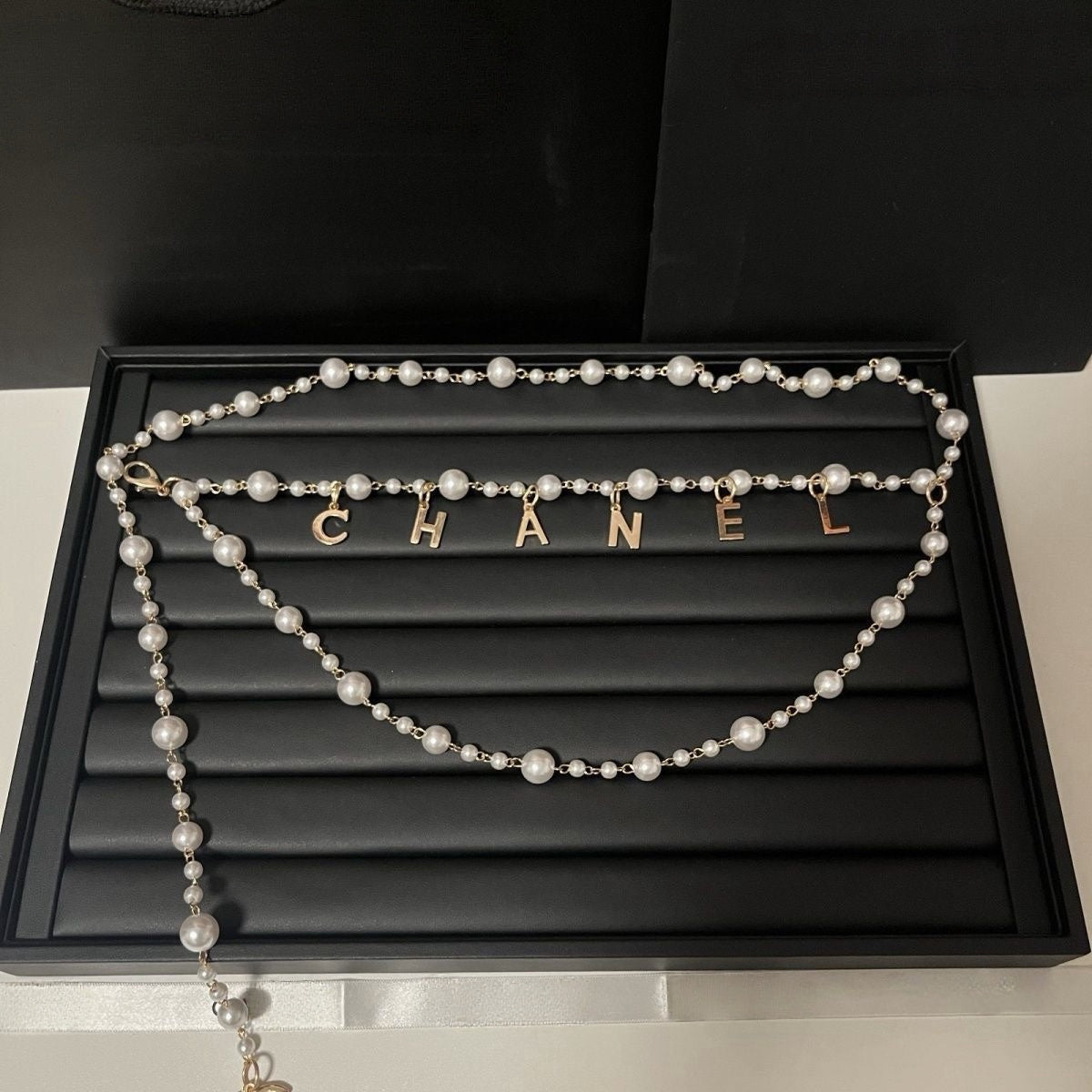 Pearl Waist Chain with Gold Letter Charms | Layered Body Chain Women's Jewelry
