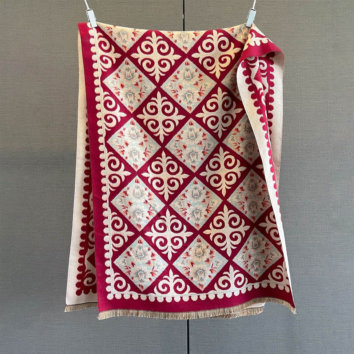 Classic Vintage Tribal Jacquard Cashmere Scarf