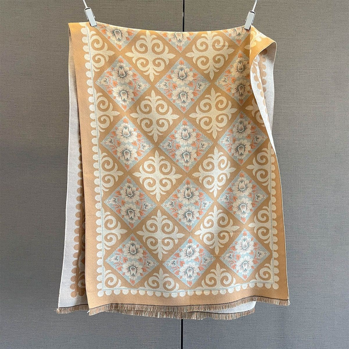 Classic Vintage Tribal Jacquard Cashmere Scarf