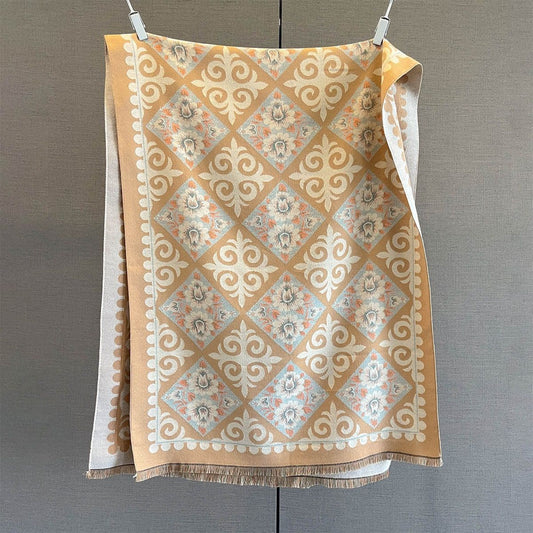 Classic Vintage Tribal Jacquard Cashmere Scarf