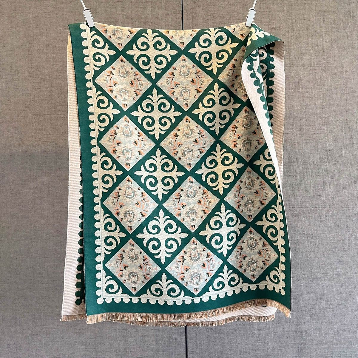 Classic Vintage Tribal Jacquard Cashmere Scarf