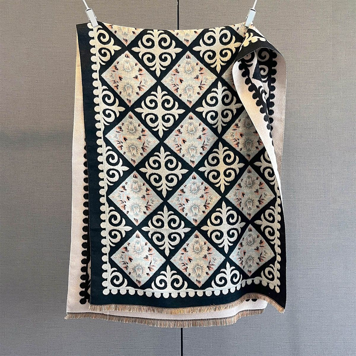 Classic Vintage Tribal Jacquard Cashmere Scarf