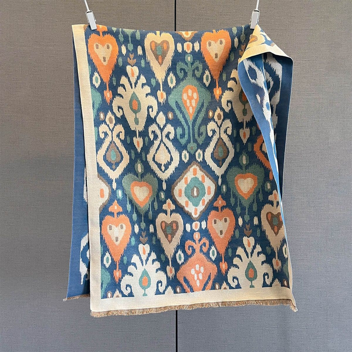 Bohemian Diamond Pattern Faux Cashmere Shawl