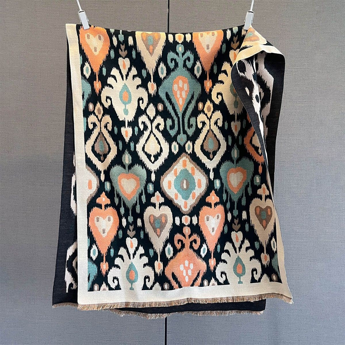 Bohemian Diamond Pattern Faux Cashmere Shawl