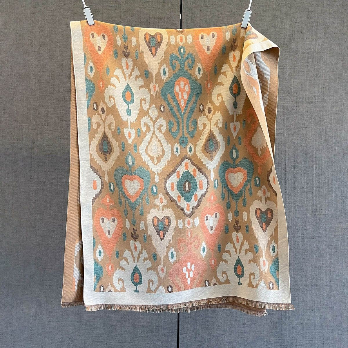 Bohemian Diamond Pattern Faux Cashmere Shawl