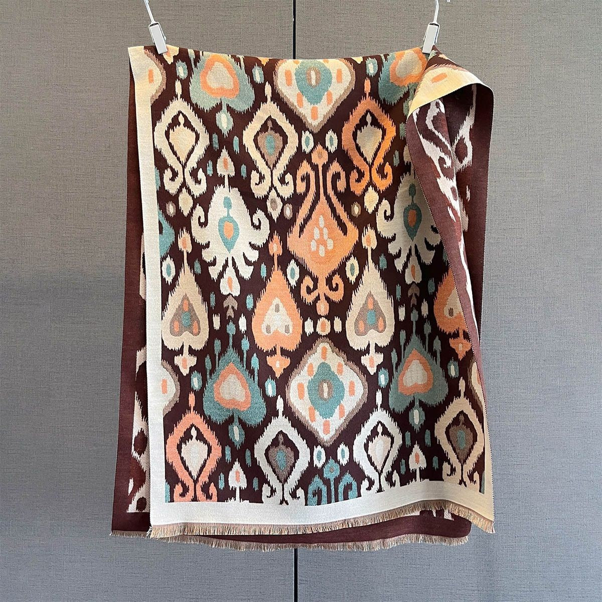 Bohemian Diamond Pattern Faux Cashmere Shawl