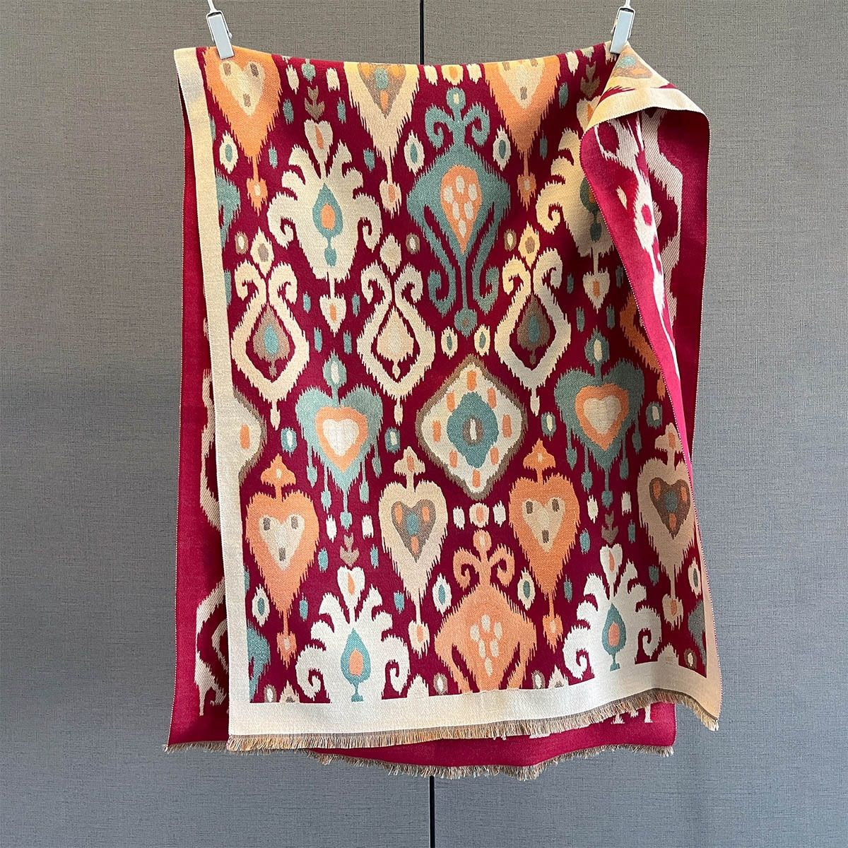 Bohemian Diamond Pattern Faux Cashmere Shawl