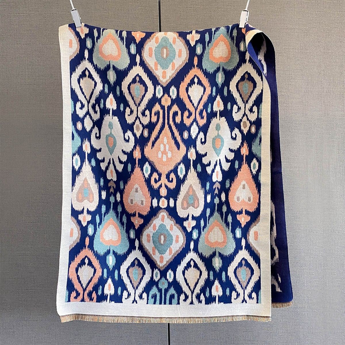 Bohemian Diamond Pattern Faux Cashmere Shawl
