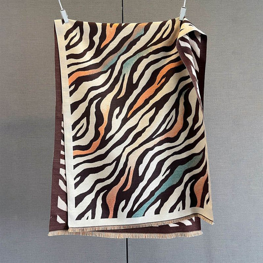 Zebra Stripe Faux Cashmere Winter Scarf