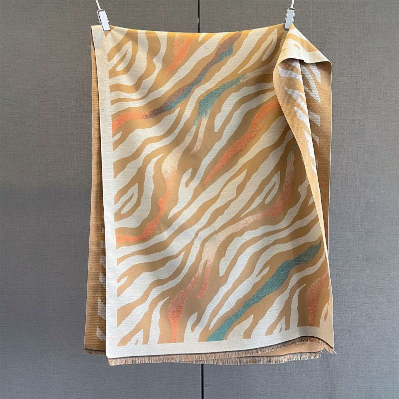 Zebra Stripe Faux Cashmere Winter Scarf