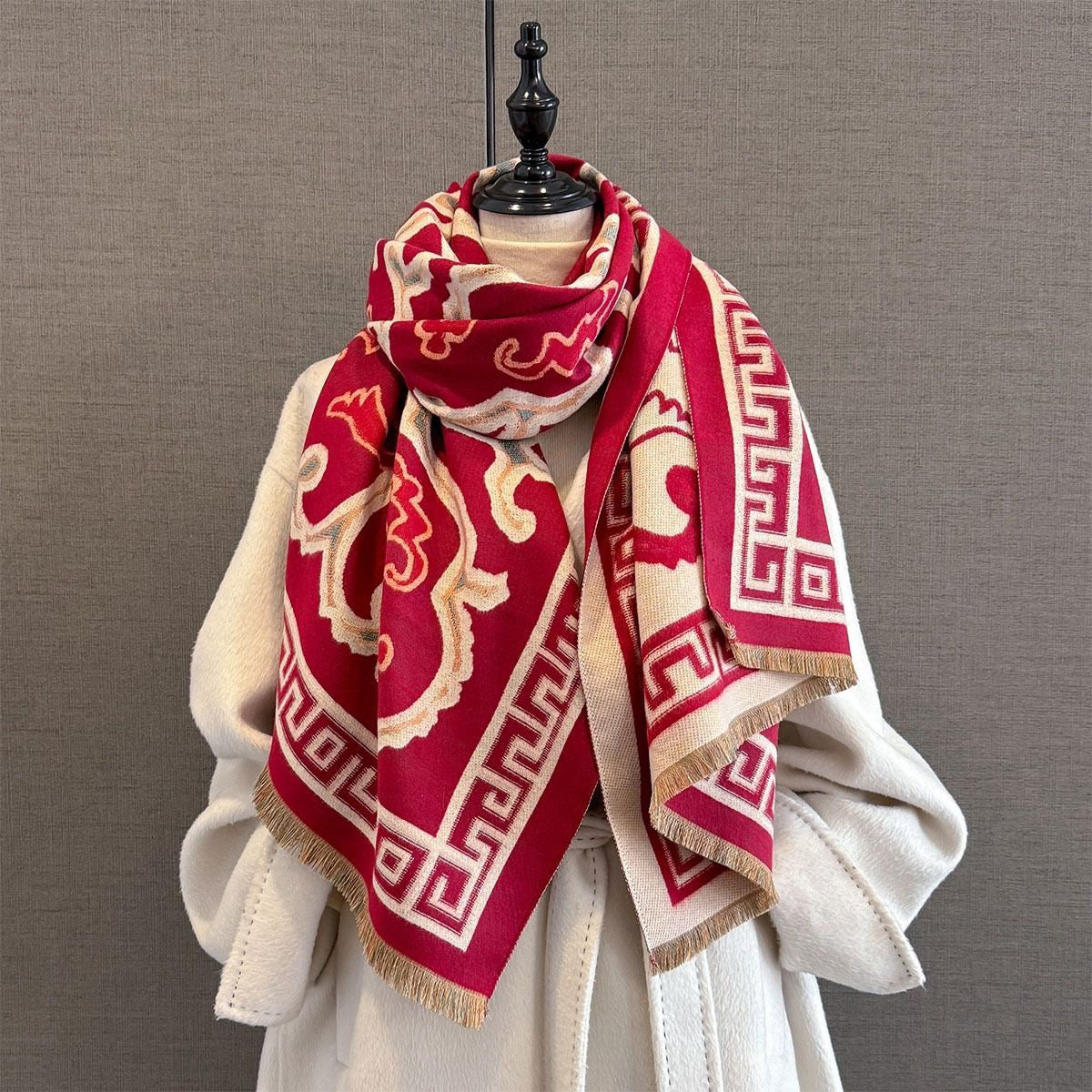 Classic Tribal Pattern Faux Cashmere Scarf