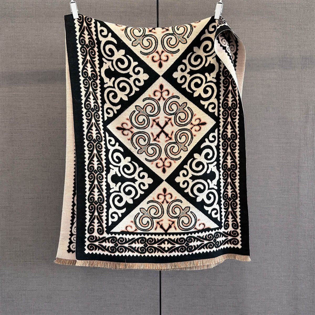Boho Geometric Faux Cashmere Shawl Scarf