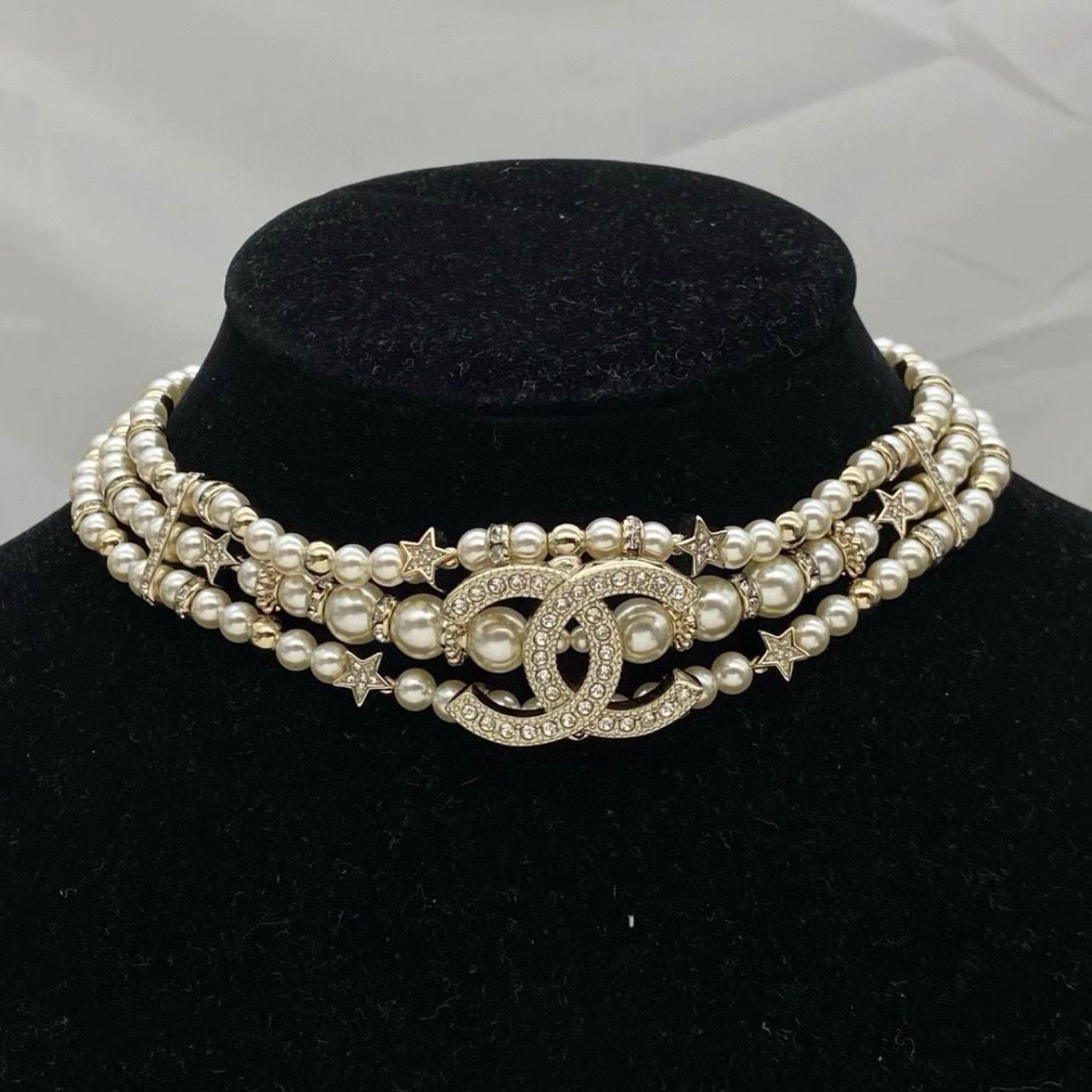 Multilayer Vintage Rhinestones Pearls Choker Victorian Jewelry
