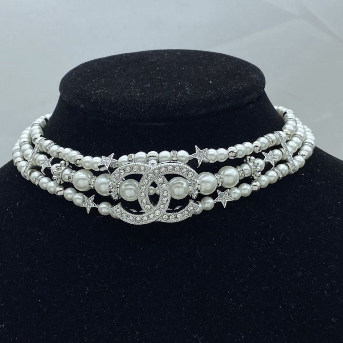 Multilayer Vintage Rhinestones Pearls Choker Victorian Jewelry